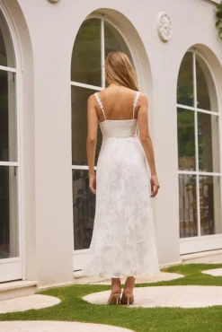 Garden Romance Midi Dress White