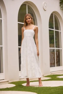 Garden Romance Midi Dress White