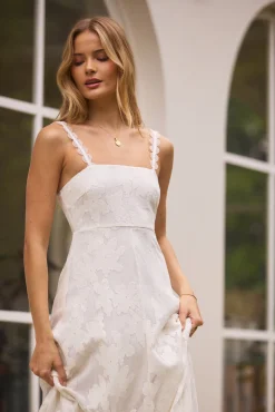 Garden Romance Midi Dress White