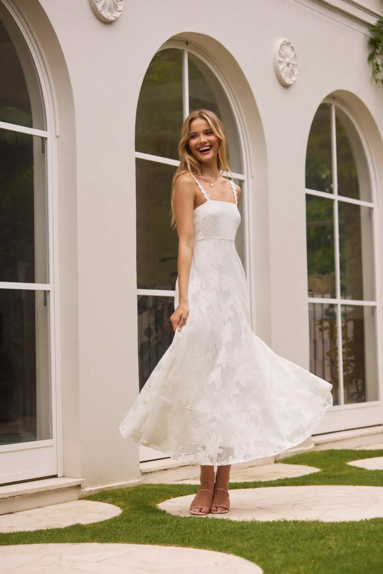 Garden Romance Midi Dress White