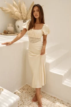 Gilded Daydreams Satin Maxi Dress Yellow