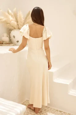 Gilded Daydreams Satin Maxi Dress Yellow
