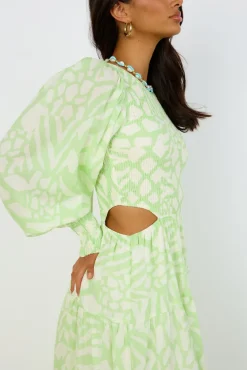 GIRL AND THE SUN Paloa Maxi Dress Lime Green