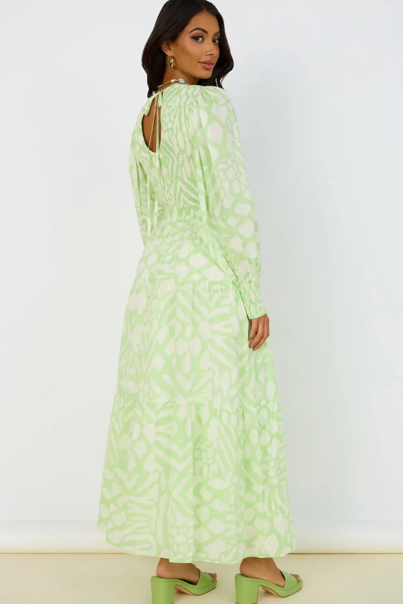 GIRL AND THE SUN Paloa Maxi Dress Lime Green