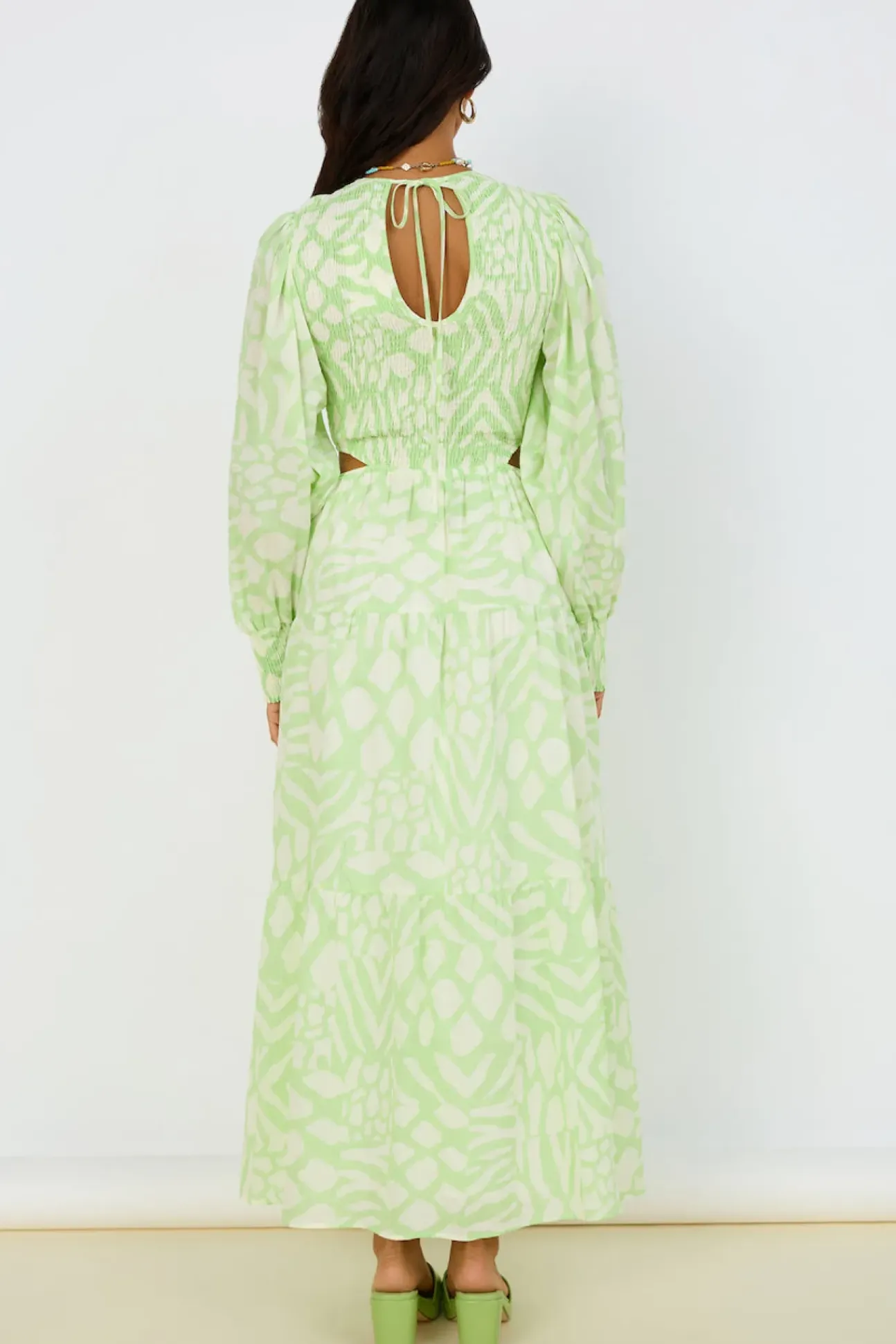 GIRL AND THE SUN Paloa Maxi Dress Lime Green
