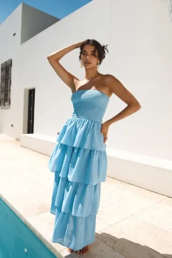 Glass Slipper Strapless Maxi Dress Blue