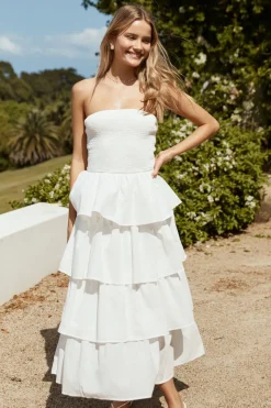 Glass Slipper Strapless Maxi Dress White