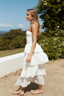 Glass Slipper Strapless Maxi Dress White