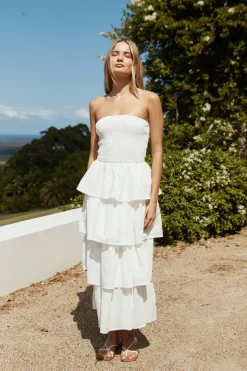 Glass Slipper Strapless Maxi Dress White