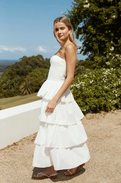 Glass Slipper Strapless Maxi Dress White