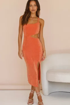 Glassy Sky Midi Dress Orange