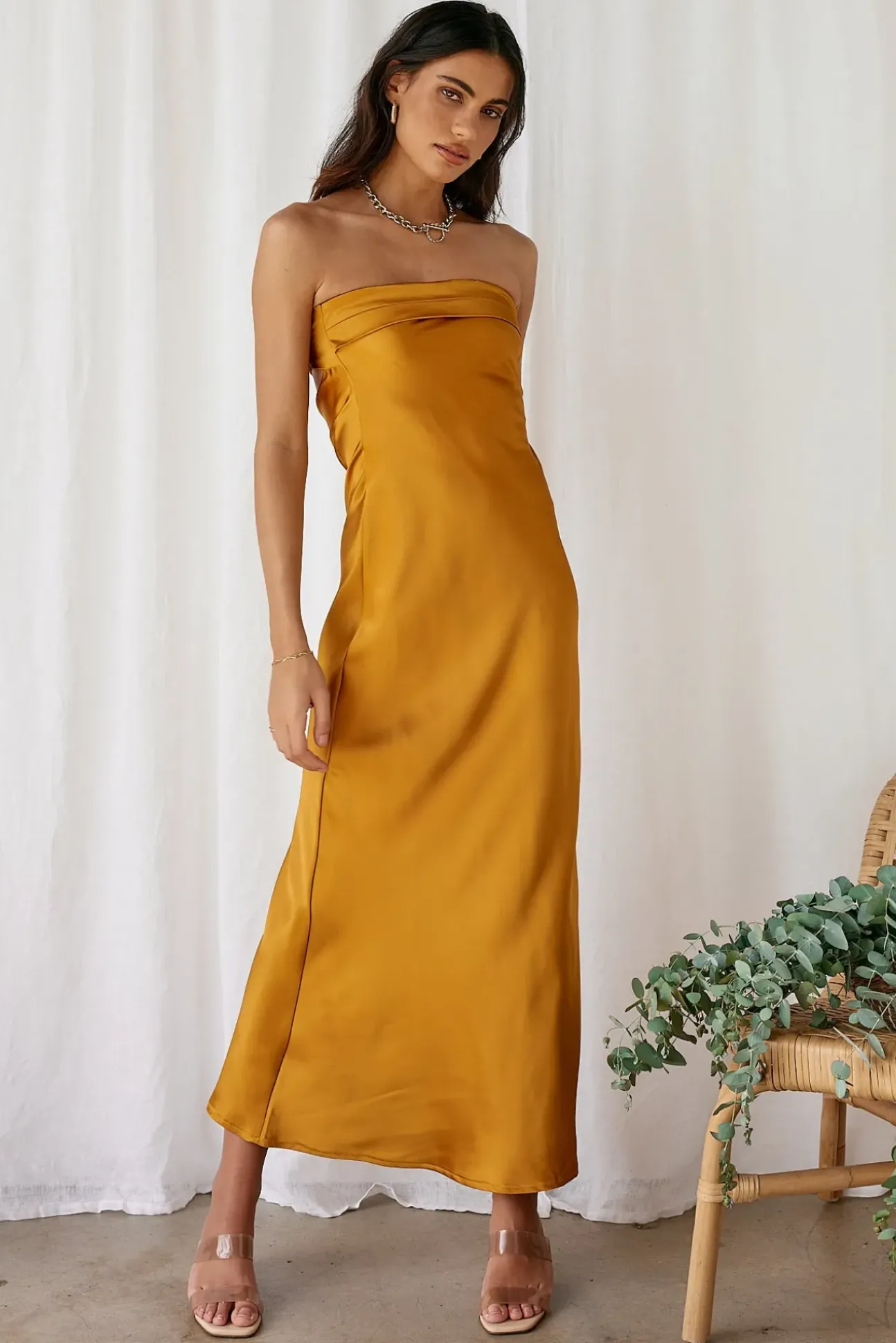 Gleam In Gold Maxi Dress Yellow