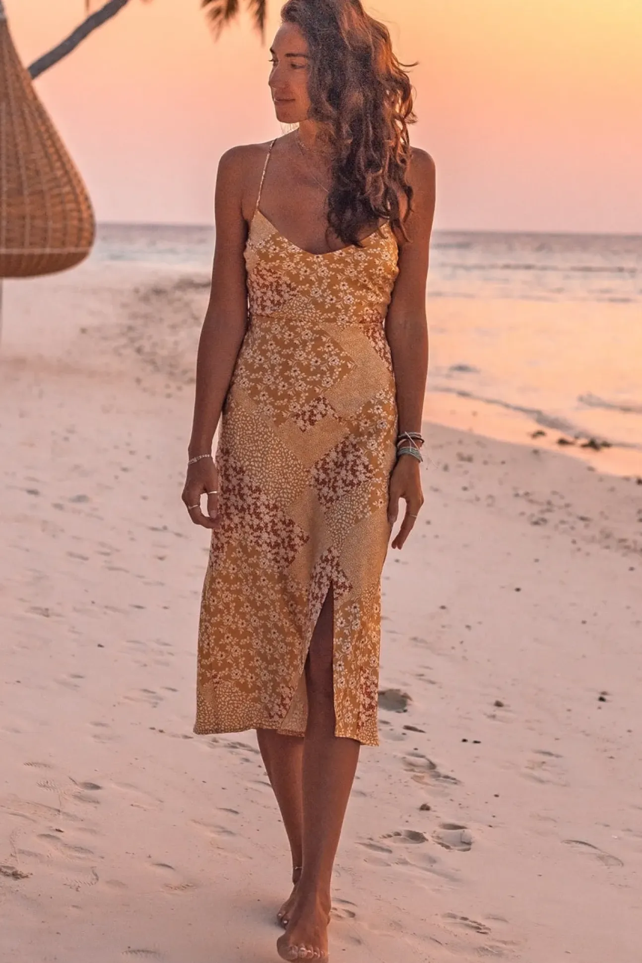 Golden Rivers Midi Dress