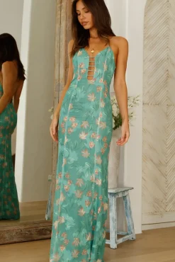Green Oasis Halter Maxi Dress Green