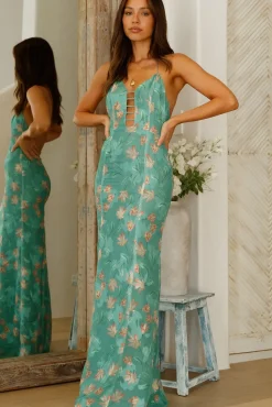 Green Oasis Halter Maxi Dress Green