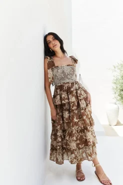 Gypsy Heart Maxi Dress Brown
