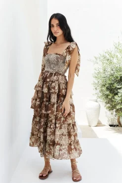 Gypsy Heart Maxi Dress Brown
