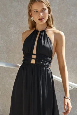 Happy Hour Halter Maxi Dress Black