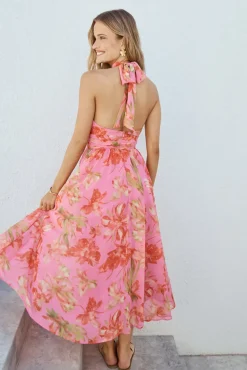 Harriette Halter Maxi Dress Pink