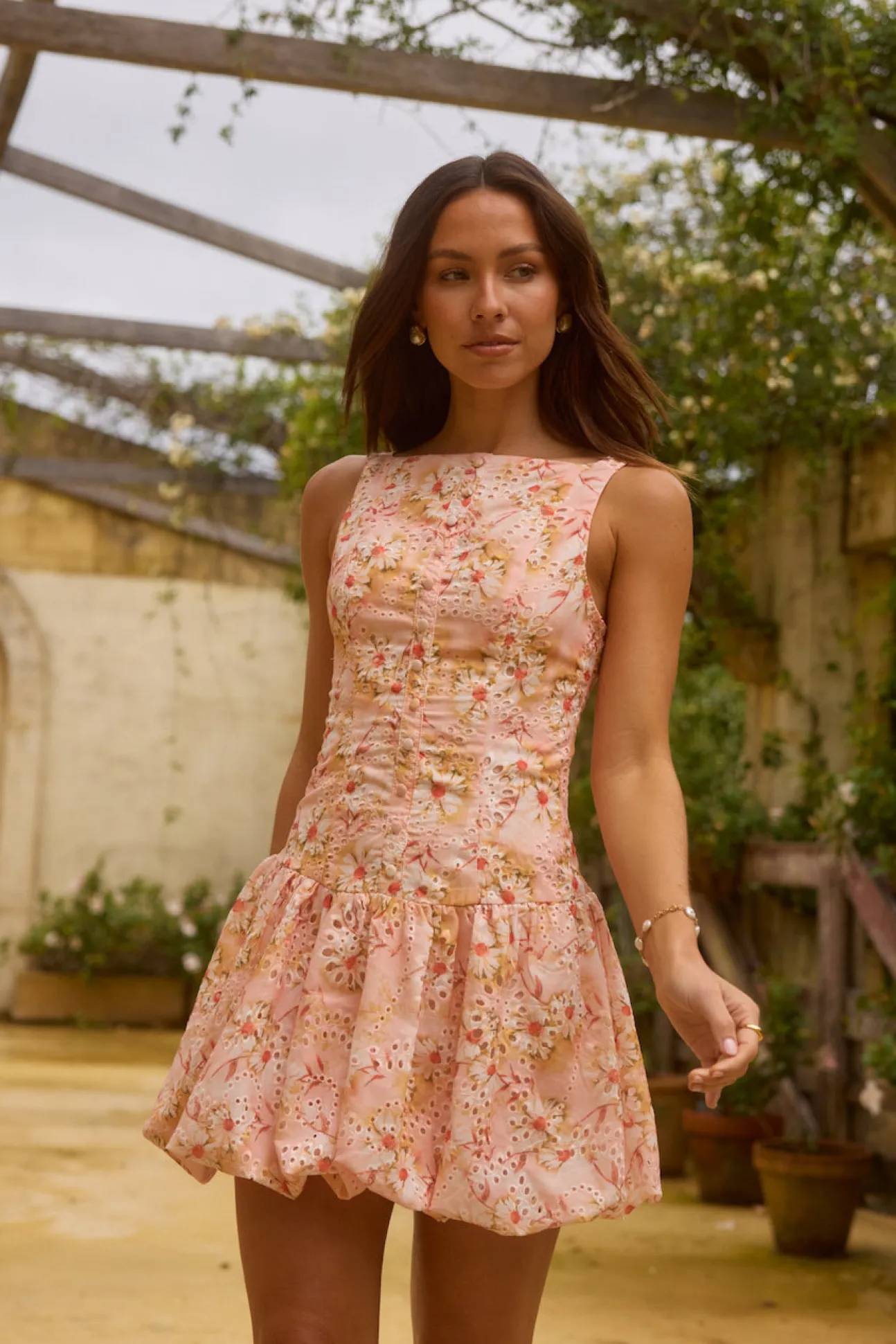 Heavenly Drift Floral Mini Dress Pink