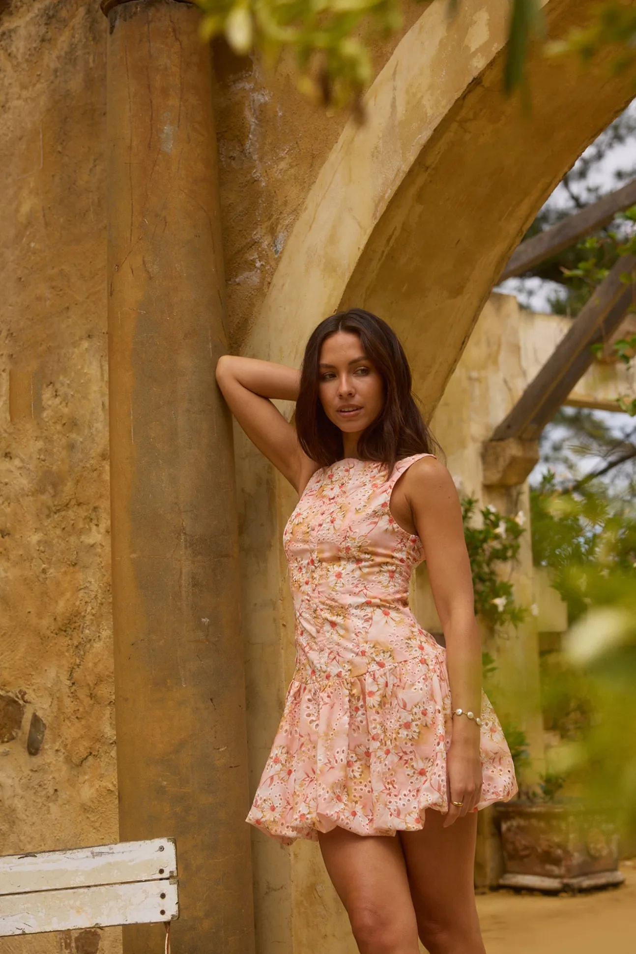 Heavenly Drift Floral Mini Dress Pink