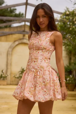 Heavenly Drift Floral Mini Dress Pink
