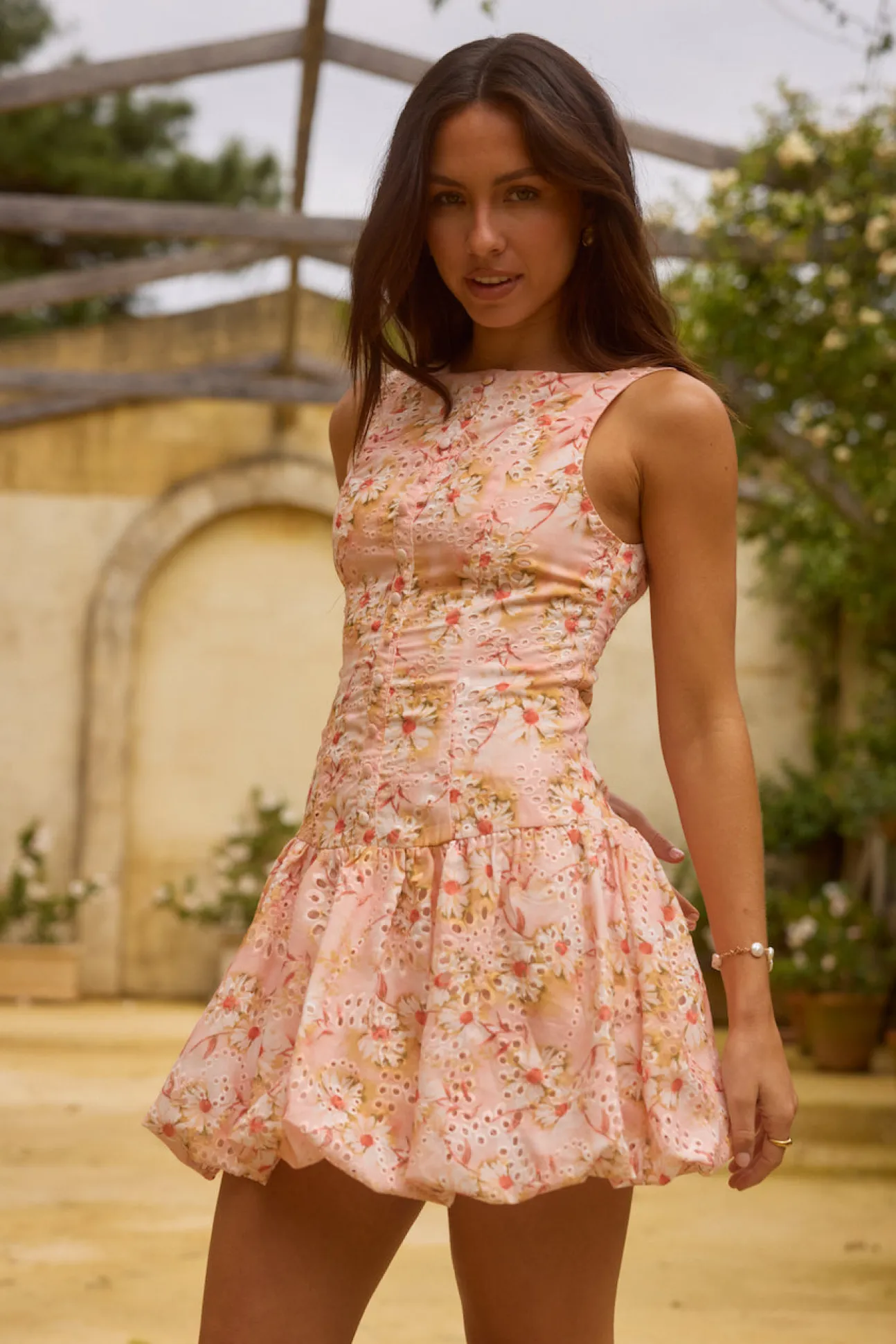 Heavenly Drift Floral Mini Dress Pink