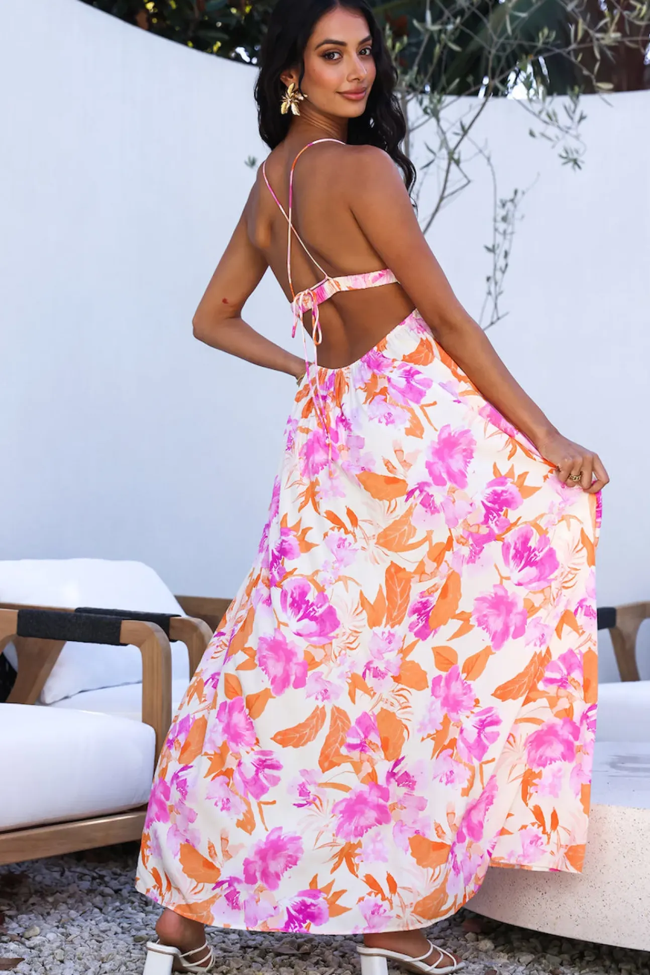 HELLO MOLLY Fancy Resort Maxi Dress Orange