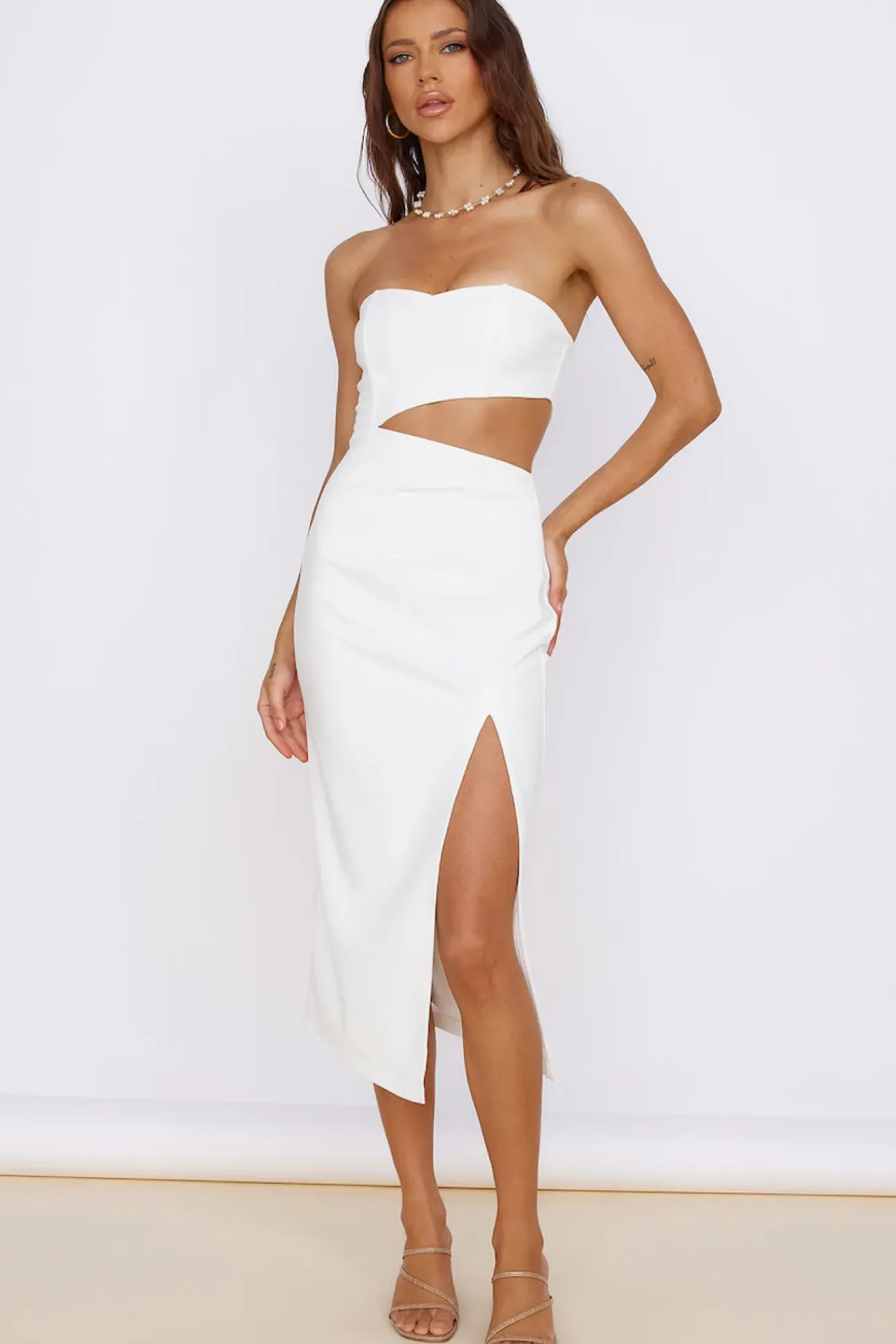 HELLO MOLLY Love At First Sight Midi Dress White