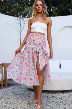 HELLO MOLLY Picnic In The Summer Maxi Skirt Pink