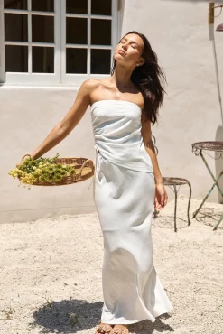 Hidden Oasis Linen Maxi Skirt White