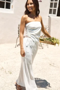 Hidden Oasis Linen Maxi Skirt White