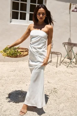 Hidden Oasis Linen Maxi Skirt White