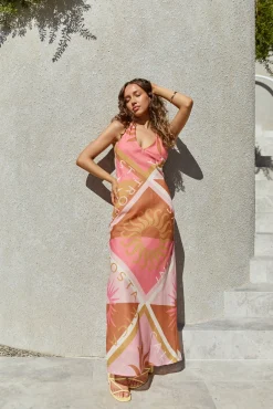 Hideaway Halter Maxi Dress Pink