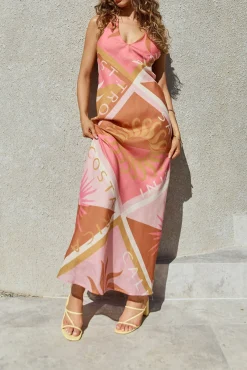 Hideaway Halter Maxi Dress Pink