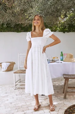 Honeysuckle Haven Maxi Dress White
