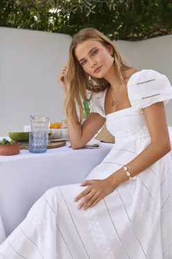 Honeysuckle Haven Maxi Dress White
