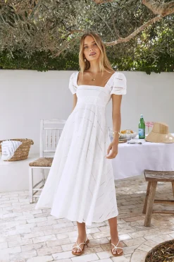 Honeysuckle Haven Maxi Dress White