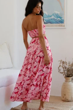 Horizon Waves Maxi Skirt Pink