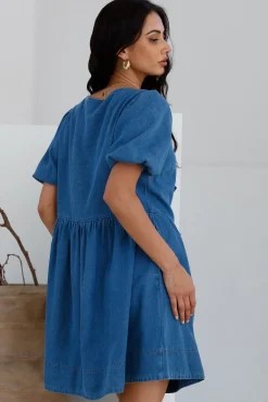 In Lieu Mini Dress Blue