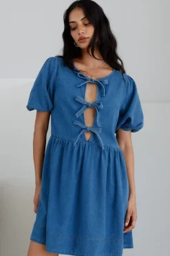 In Lieu Mini Dress Blue