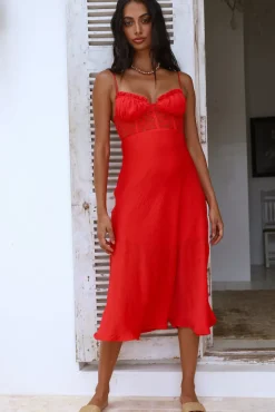 In This Lifetime Midi Dress Red