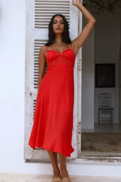 In This Lifetime Midi Dress Red