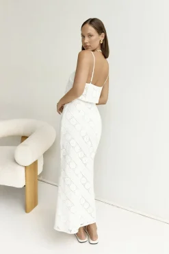Island Calm Embroidered Maxi Skirt White