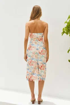 Island Dreams Strapless Midi Dress Peach