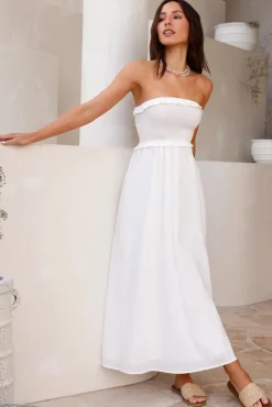 Island Time Strapless Maxi Dress White