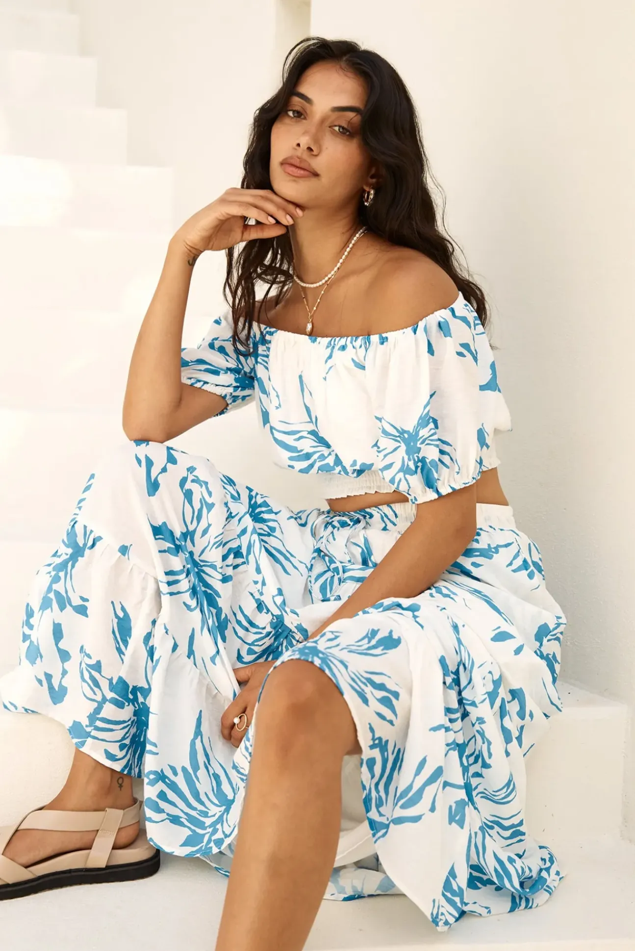 Island Whisper Maxi Skirt Blue