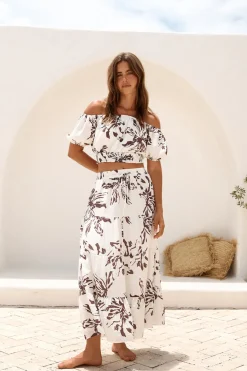Island Whisper Maxi Skirt Brown