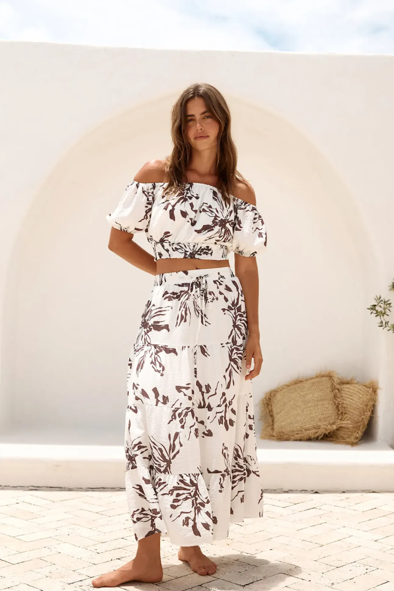 Island Whisper Maxi Skirt Brown
