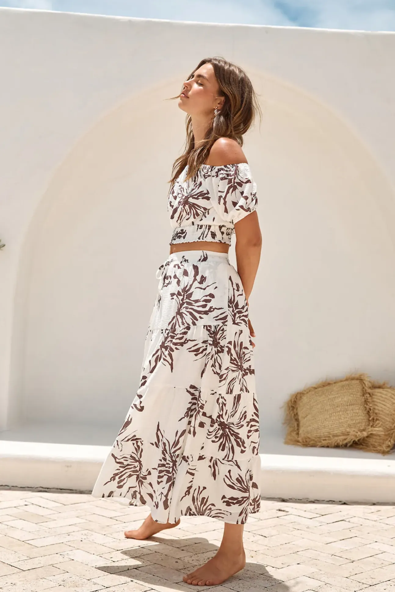 Island Whisper Maxi Skirt Brown